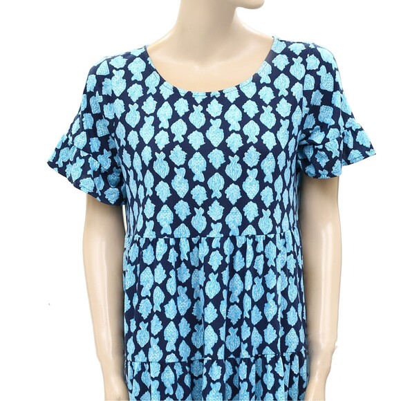 Lilly Pulitzer Jodee Short Sleeve Swing Dress Cotton Printed Ruffle XS 282110 - Picture 6 of 8